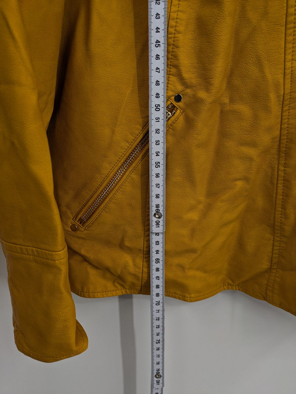 Moto yellow biker jacket asymmetrical zipper shoulder detailing soft faux leather