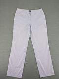 Darling Harbour white chino pants with patterned pocket lining and stretch cotton material.