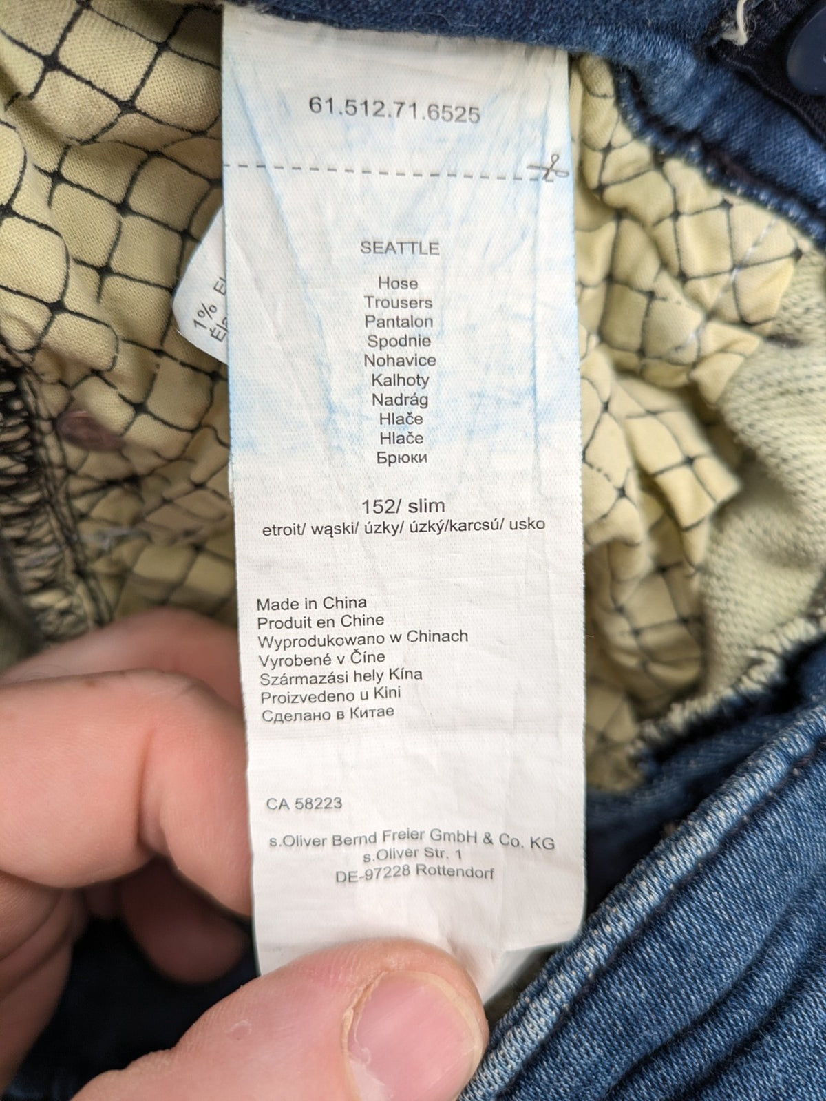 s.Oliver blue straight jeans slim fit with ripped knee details and 5-pocket style
