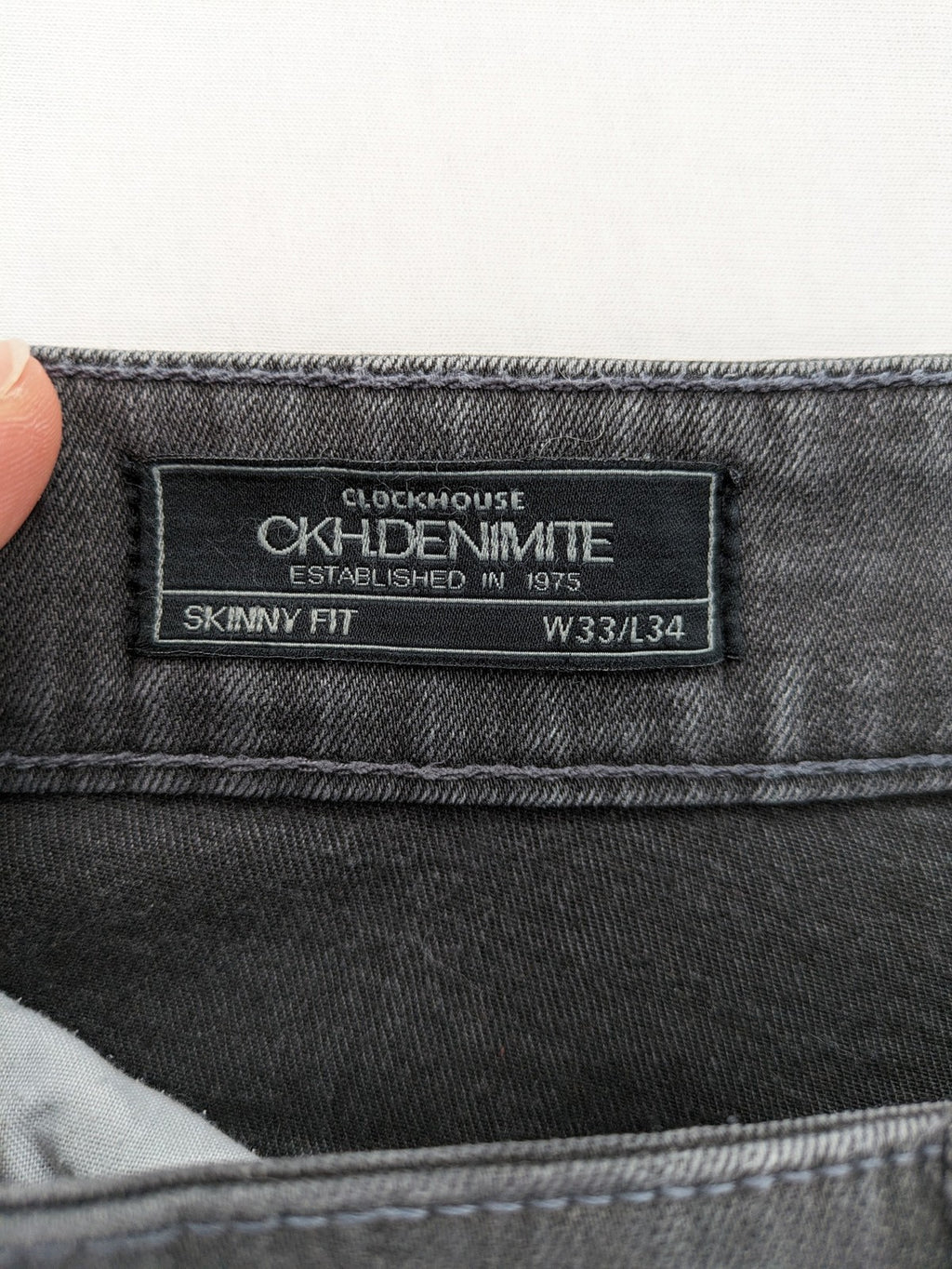 Clockhouse grey skinny fit jeans with biker ribbed panels and subtle distressed details.