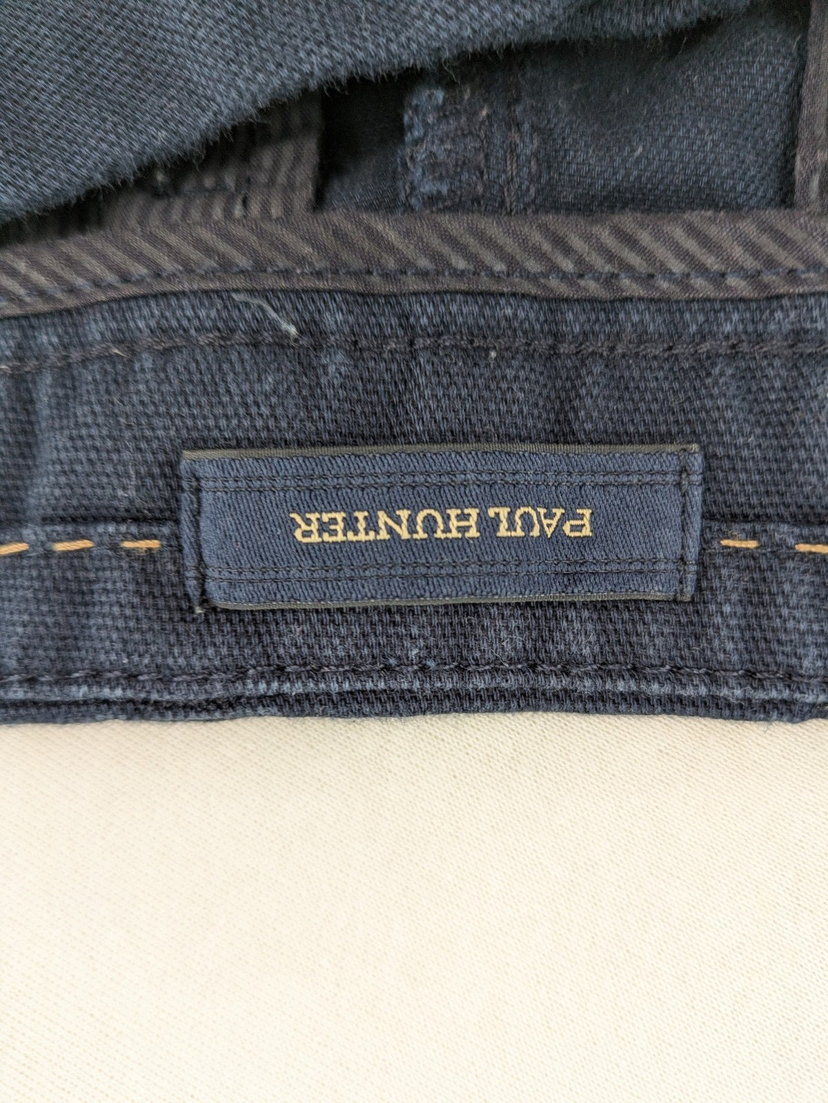 Paul Hunter navy chino pants regular fit cotton blend with stretch for comfort.