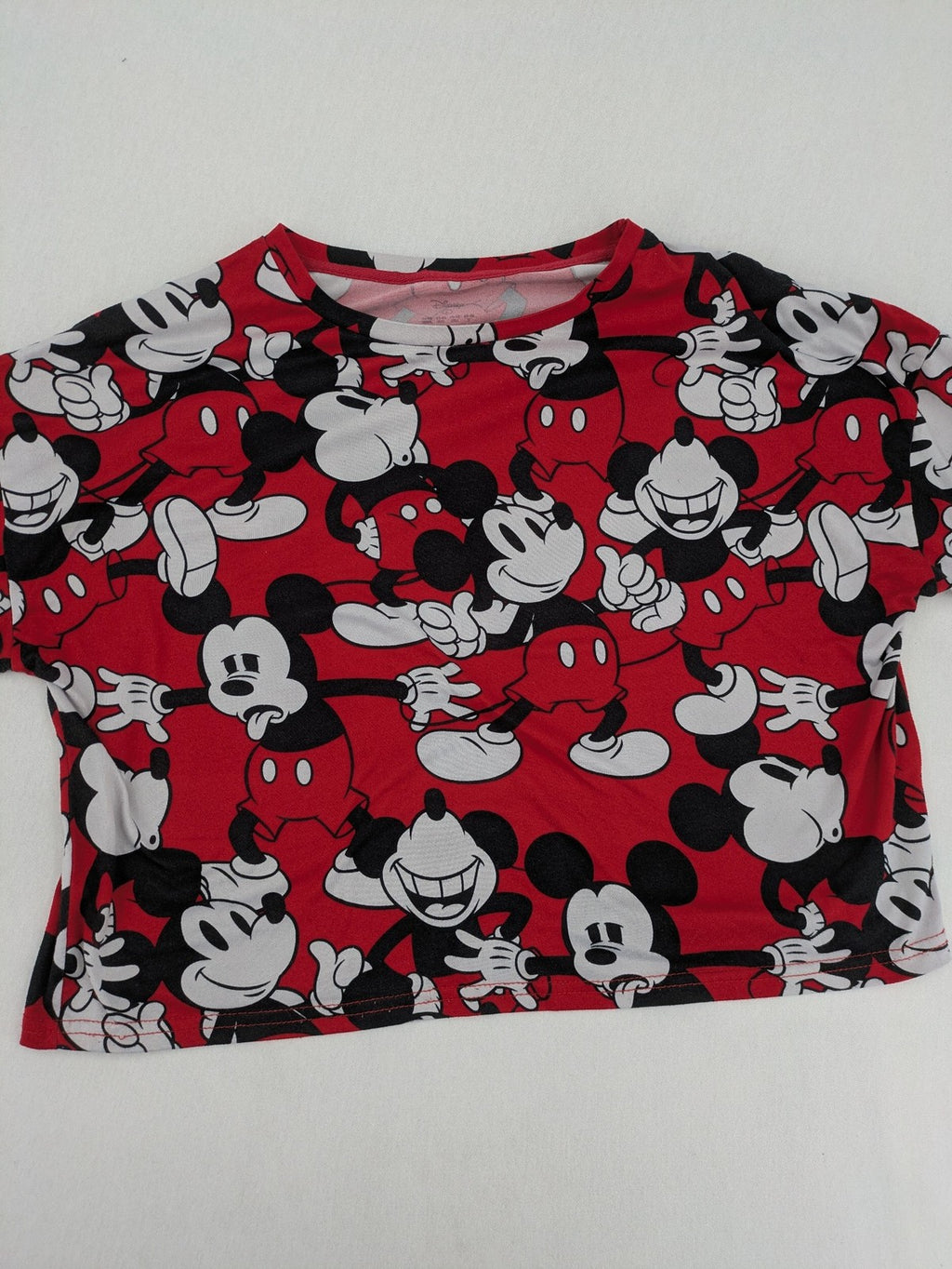 Disney loungewear set red and black with allover Mickey Mouse print and long sleeves.