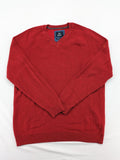BRAX red turtle neck jumper V-neck design made from merino wool and cotton blend.