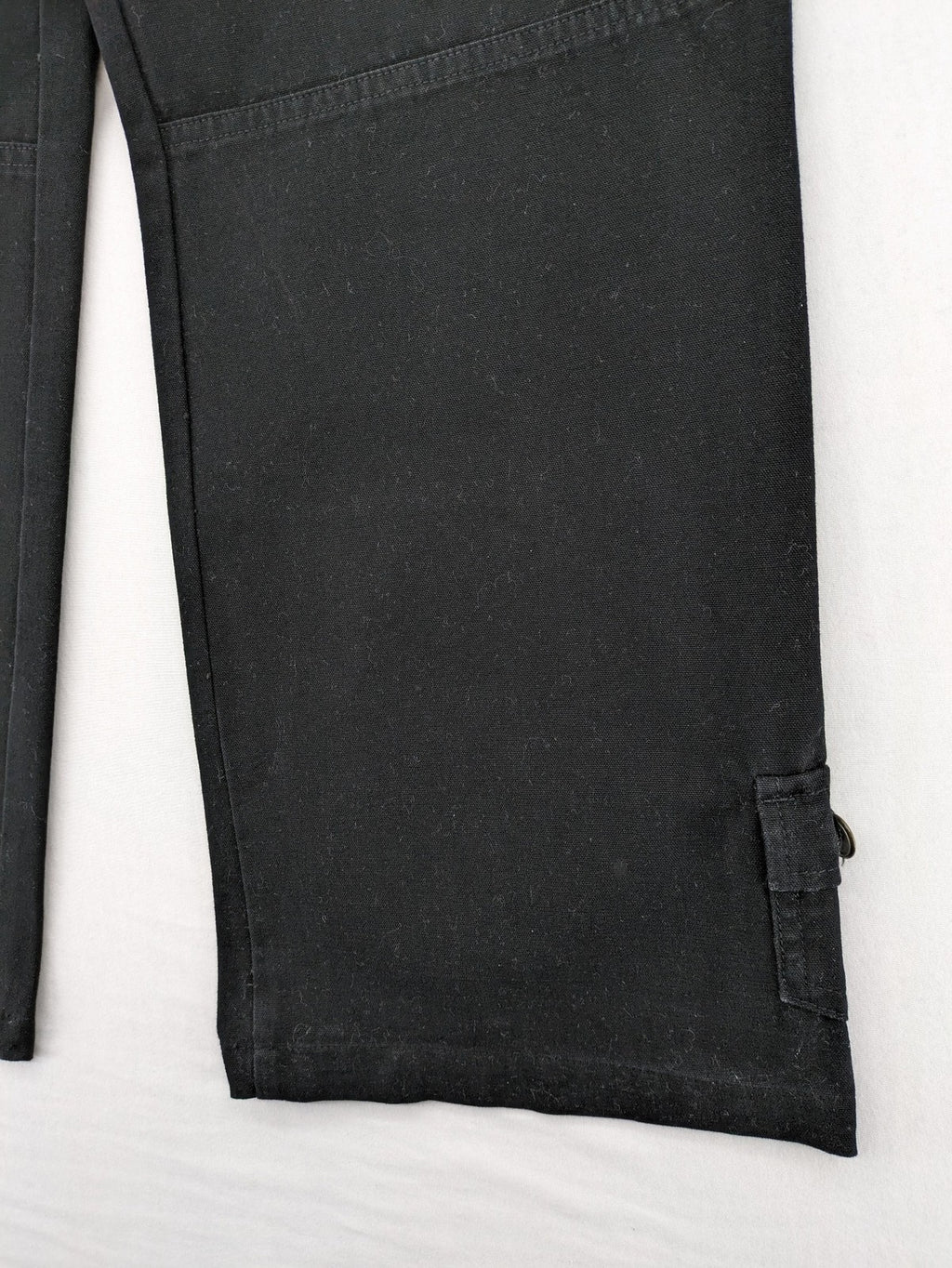 Vunic black cargo pants high-waisted straight leg cotton with zipper and button closure.