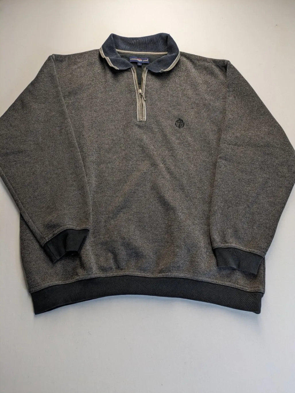Today's Man turtle neck jumper multi grey melange with 1/4 zip and embroidered logo.