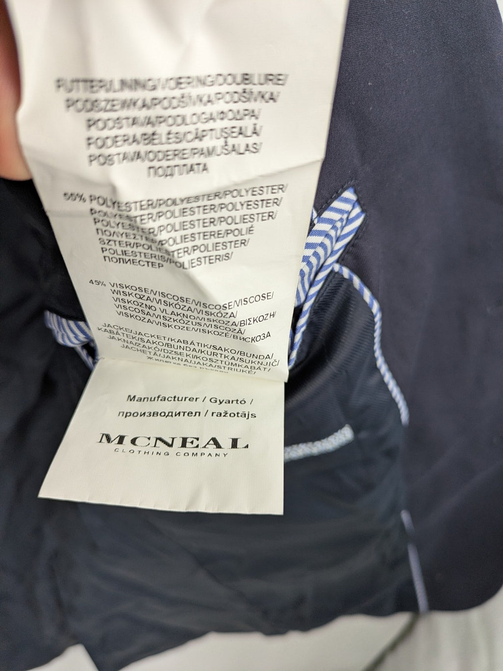 mcneal grey jacket classic cut 100% cotton with unique interior label