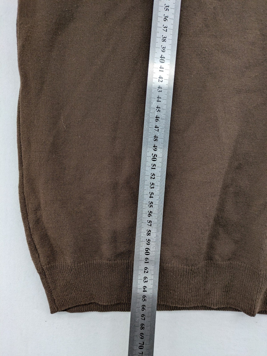 T.M. Lewin brown turtle neck jumper, classic V-neck design, made from 100% merino wool.