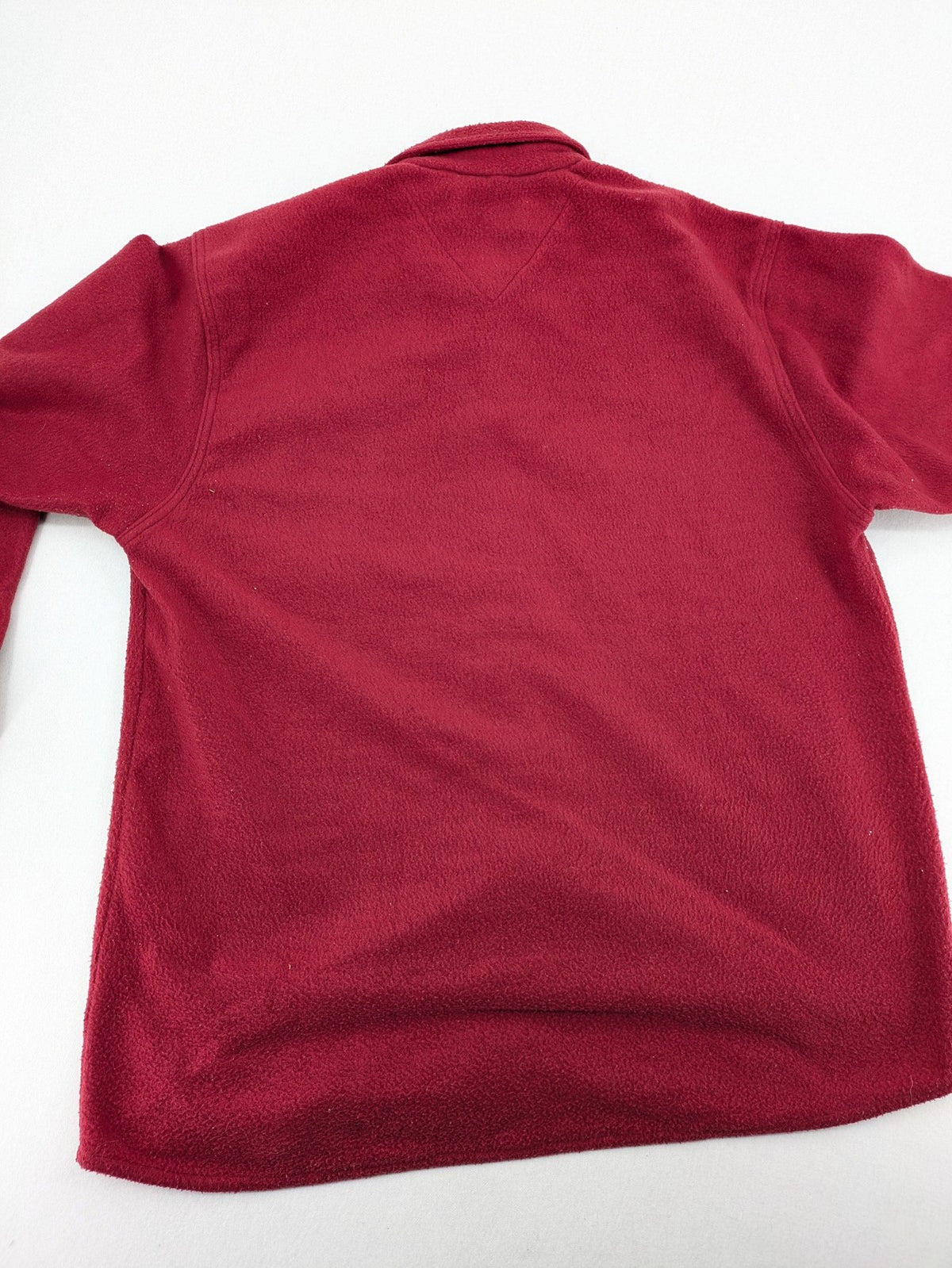 Outdoor red fleece shirt large button-up design with chest pocket and soft material