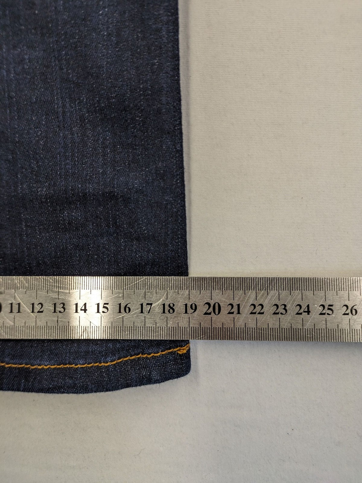 Okay blue straight jeans dark wash 5-pocket style with stretch material for comfort.