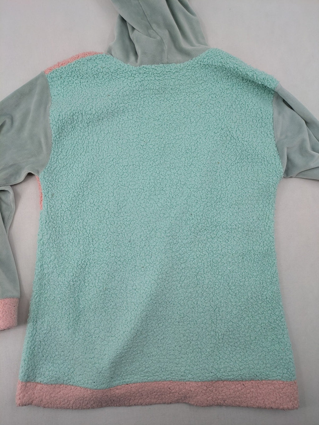 Damen turtle neck jumper blue and green, cute embroidered owl design, soft teddy fleece material.