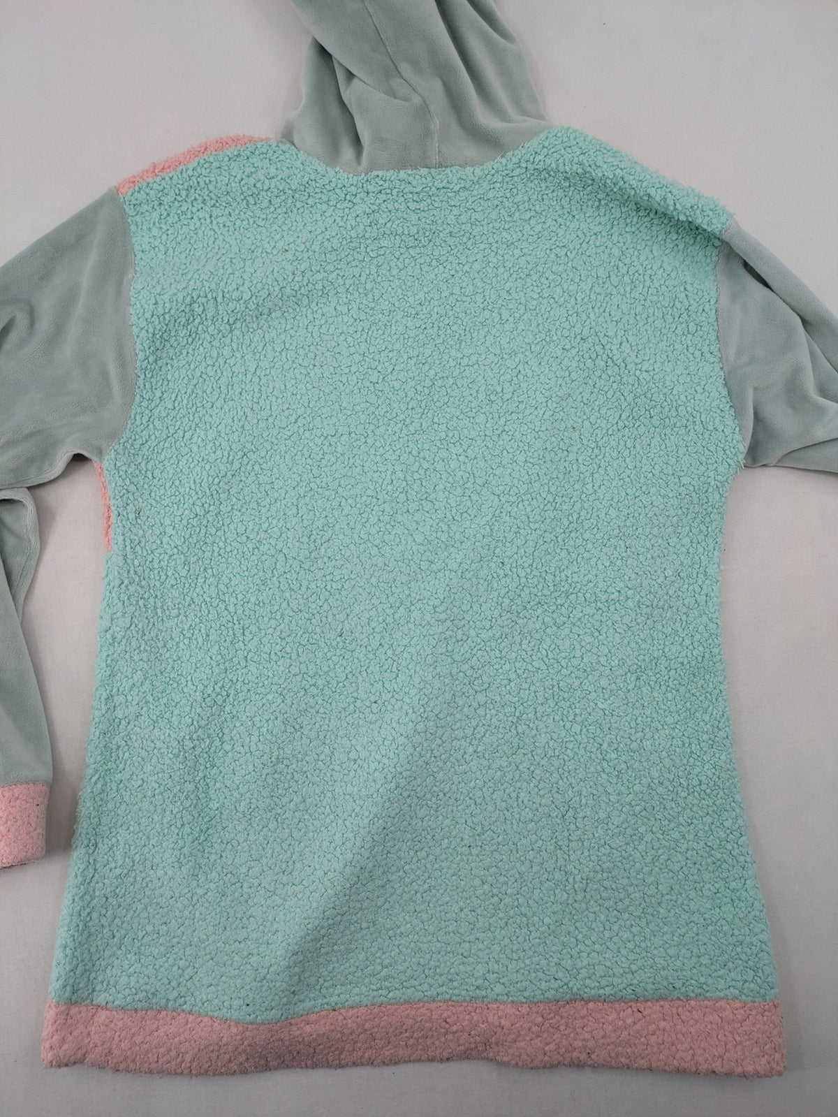 Damen turtle neck jumper blue and green, cute embroidered owl design, soft teddy fleece material.