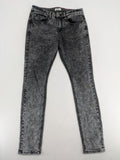 Pull&Bear black acid wash straight jeans slim fit with faded denim texture.
