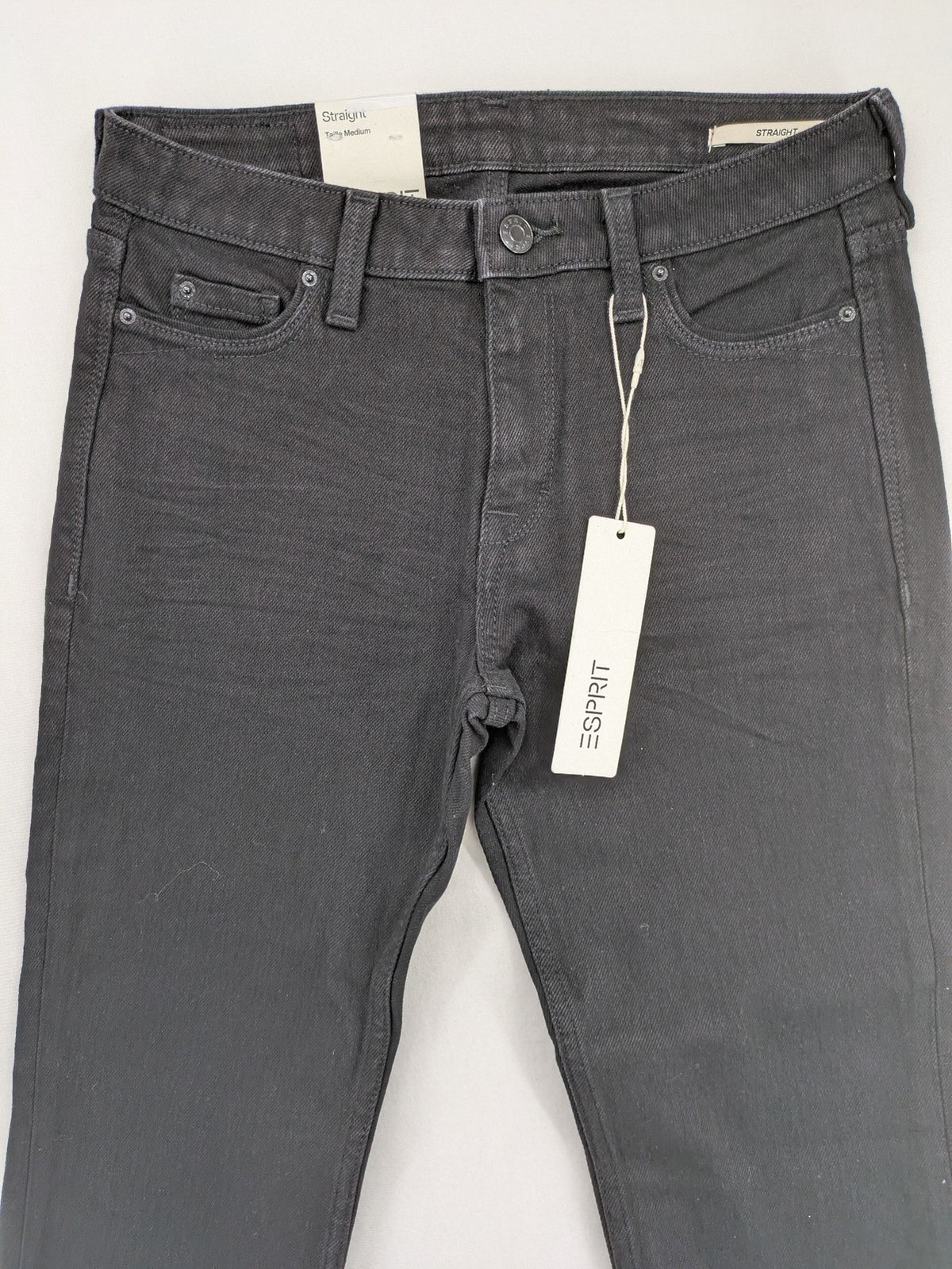 Esprit pink straight jeans medium rise classic design with logo detail.