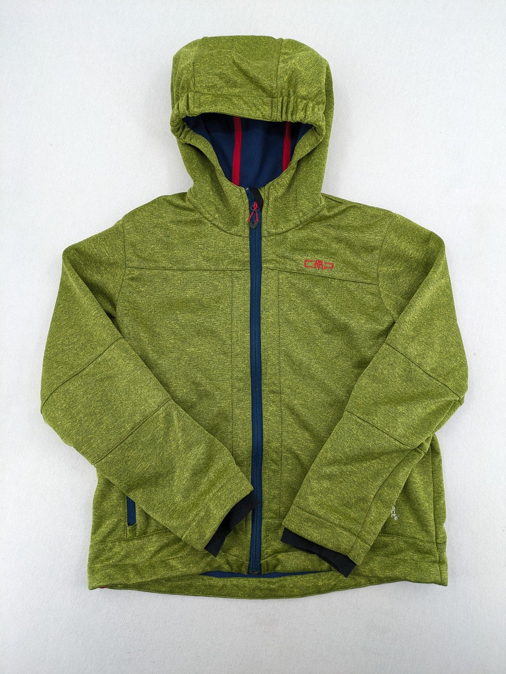 CMP outdoor coat blue and green with fleece lining, zip closure, and hood.