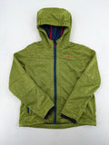 CMP outdoor coat blue and green with fleece lining, zip closure, and hood.