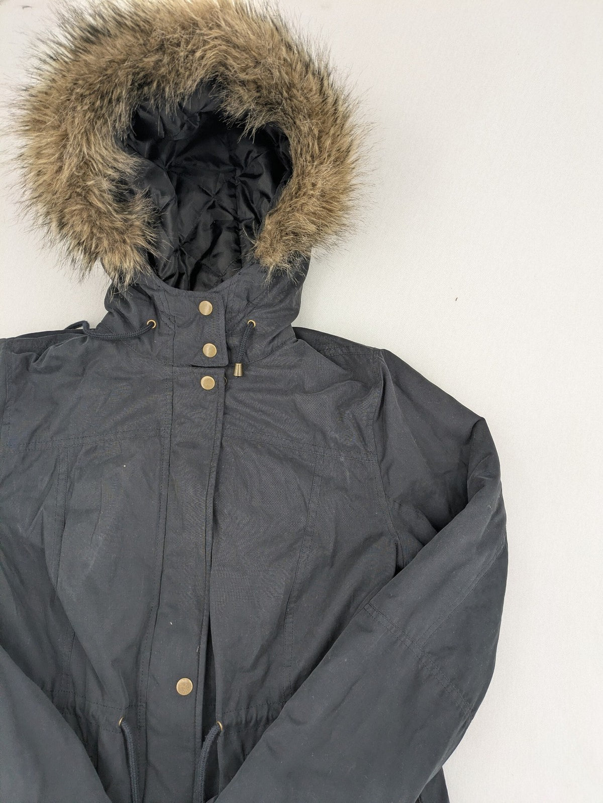 bpc bonprix collection black parka with teddy fleece lining and faux fur hood