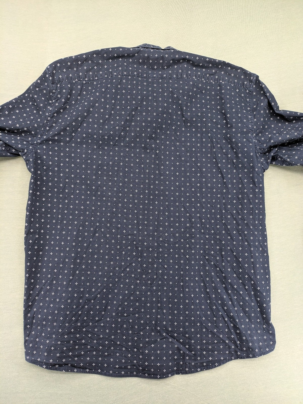 Tom Tailor Denim navy long sleeve shirt fitted cotton button-down with subtle allover pattern.