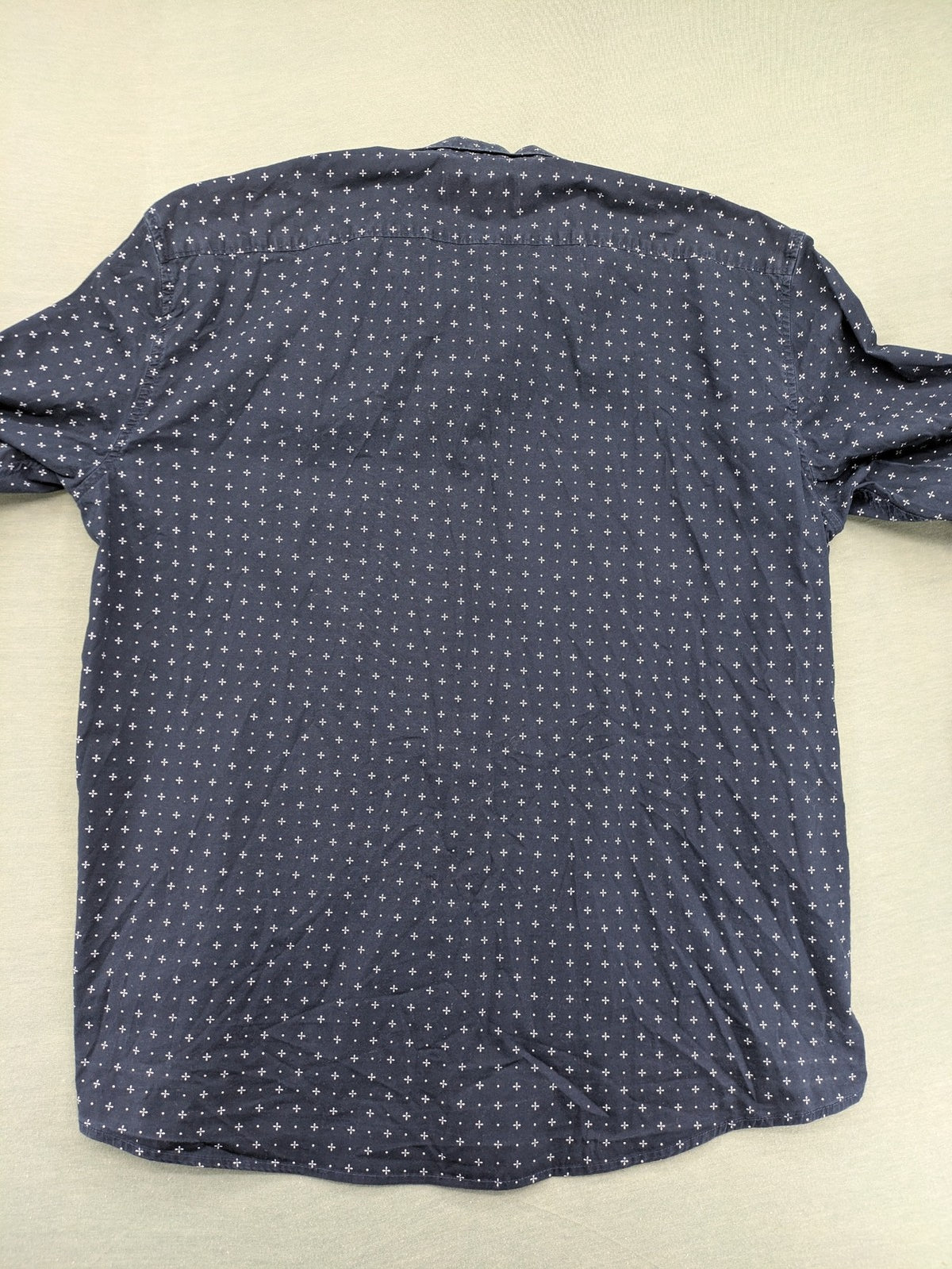 Tom Tailor Denim navy long sleeve shirt fitted cotton button-down with subtle allover pattern.
