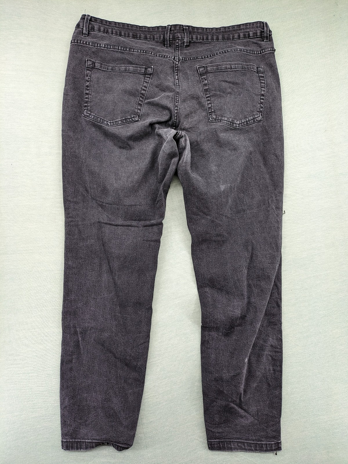 ROCK YOUR CURVES black tapered jeans with grey velvet side stripes and faded wash.