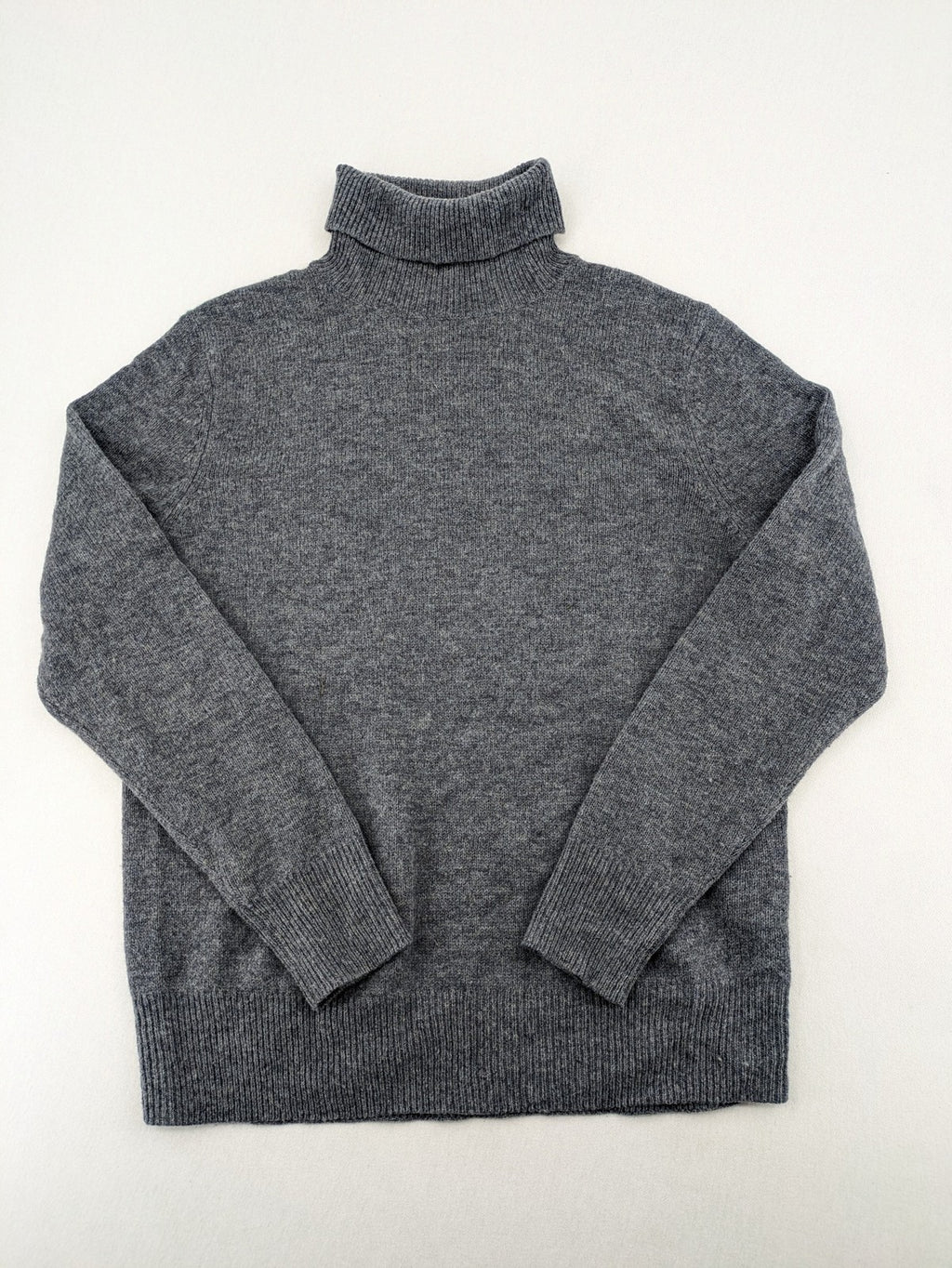 Brookshire grey turtle neck jumper ribbed cuffs and hem soft wool blend