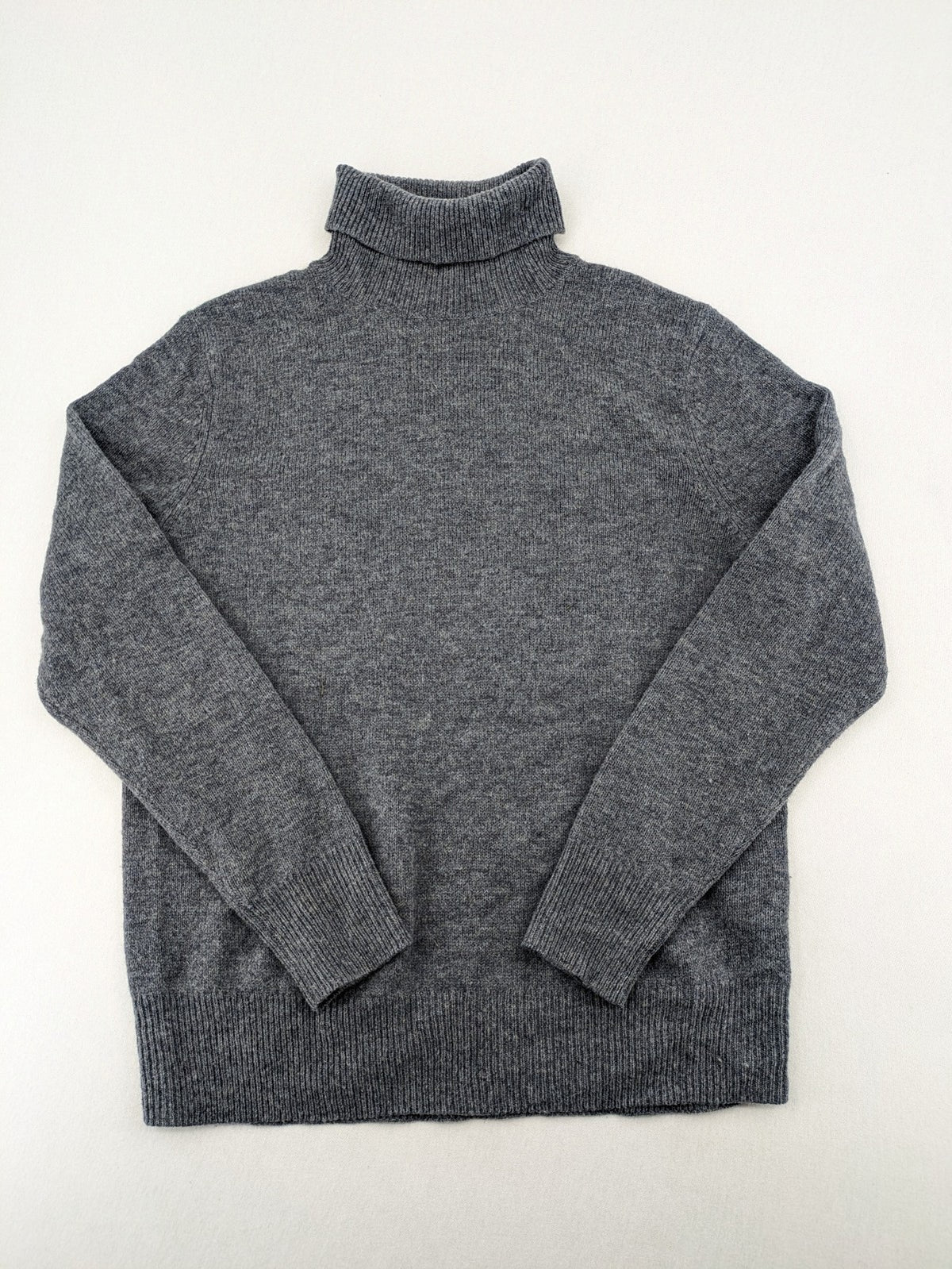 Brookshire grey turtle neck jumper ribbed cuffs and hem soft wool blend