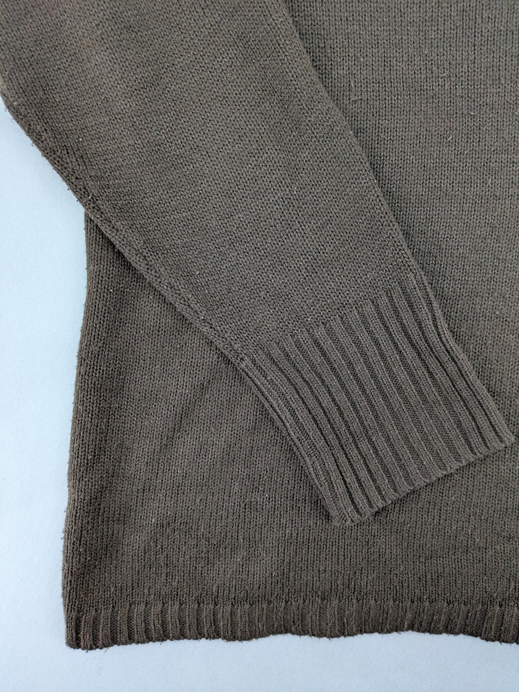 john baner brown turtle neck jumper soft knit with embroidered logo on chest