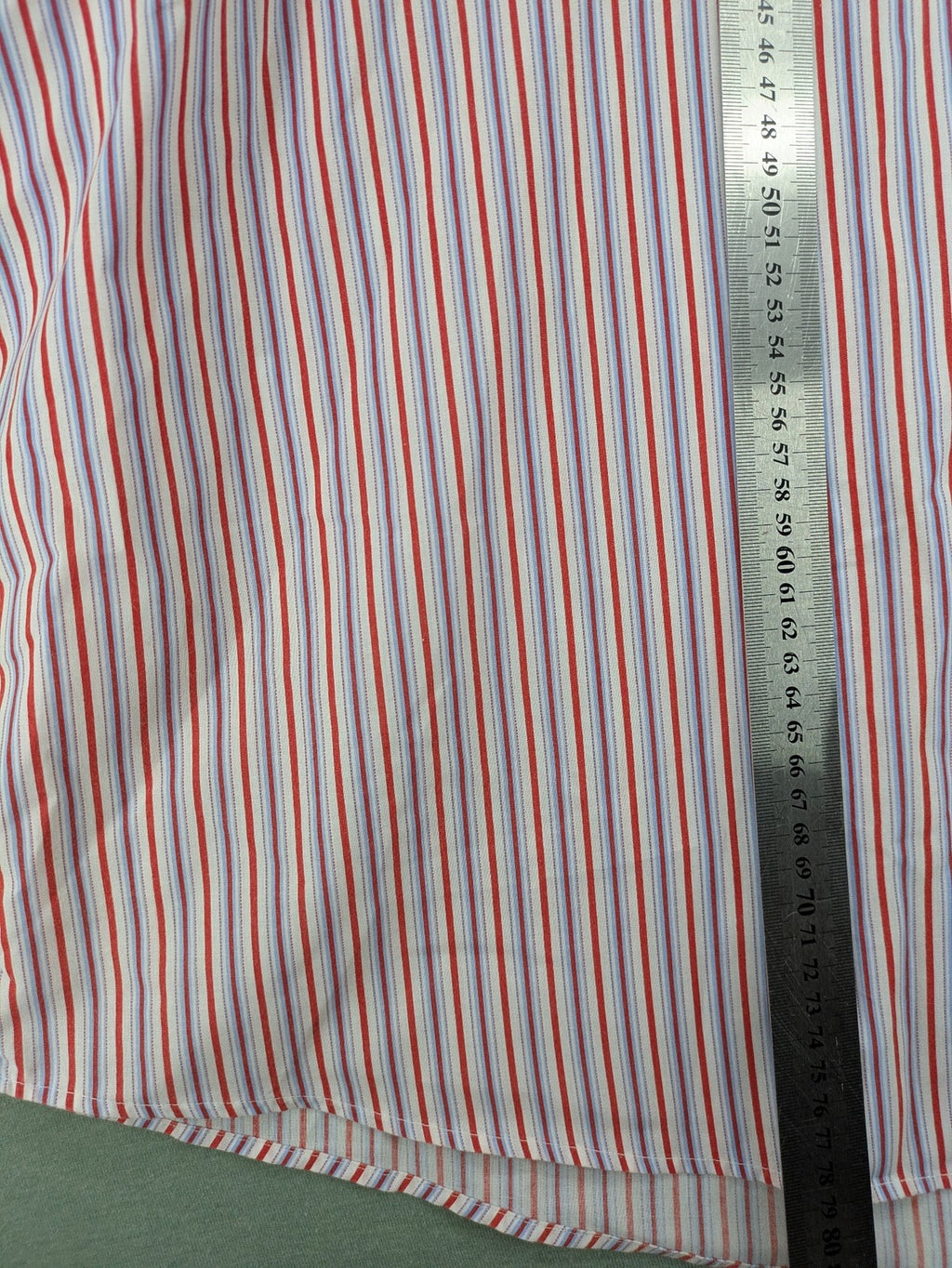 Ken Baker pink short sleeve shirt multicolored striped pattern with chest pocket and classic collar.