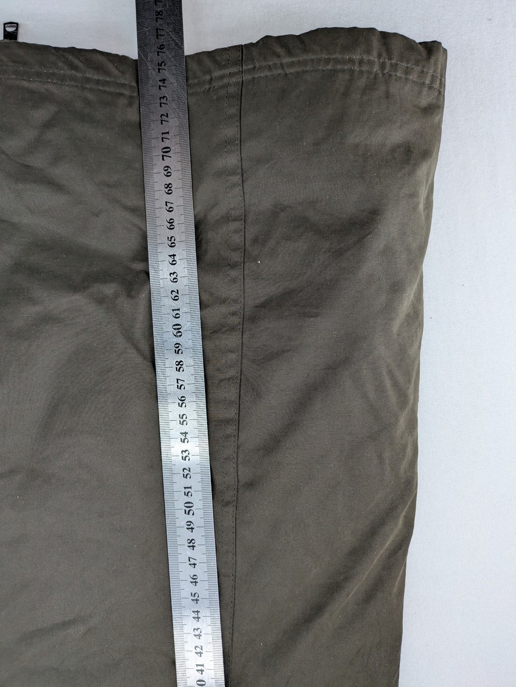 ONLY khaki parka coat with hood, quilted lining, and ribbed cuffs.