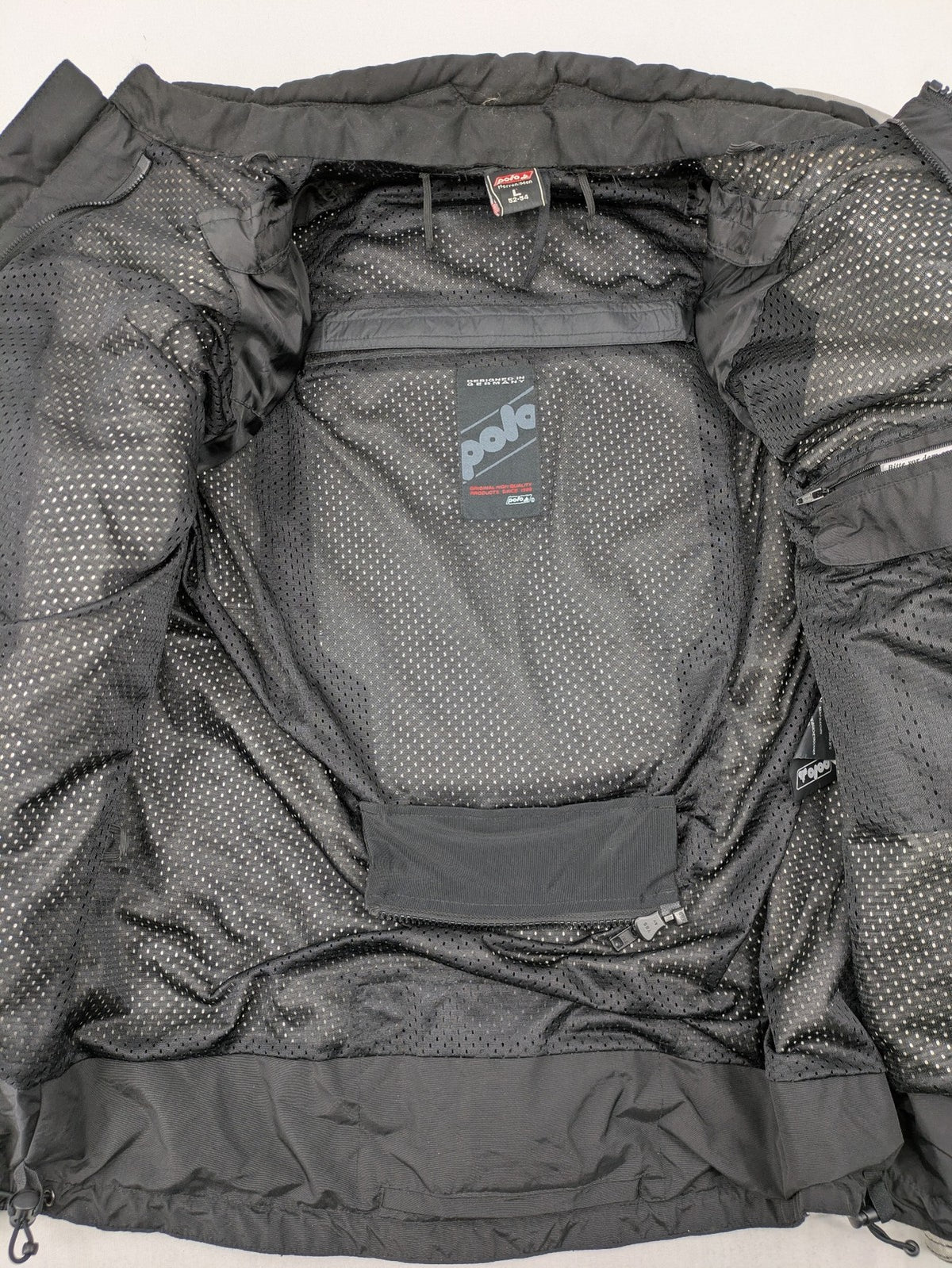 Polo motorcycle jacket cream durable Cordura fabric multiple pockets adjustable straps