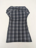 Eleganz navy and white checked top with square neckline and gathered bust detail.