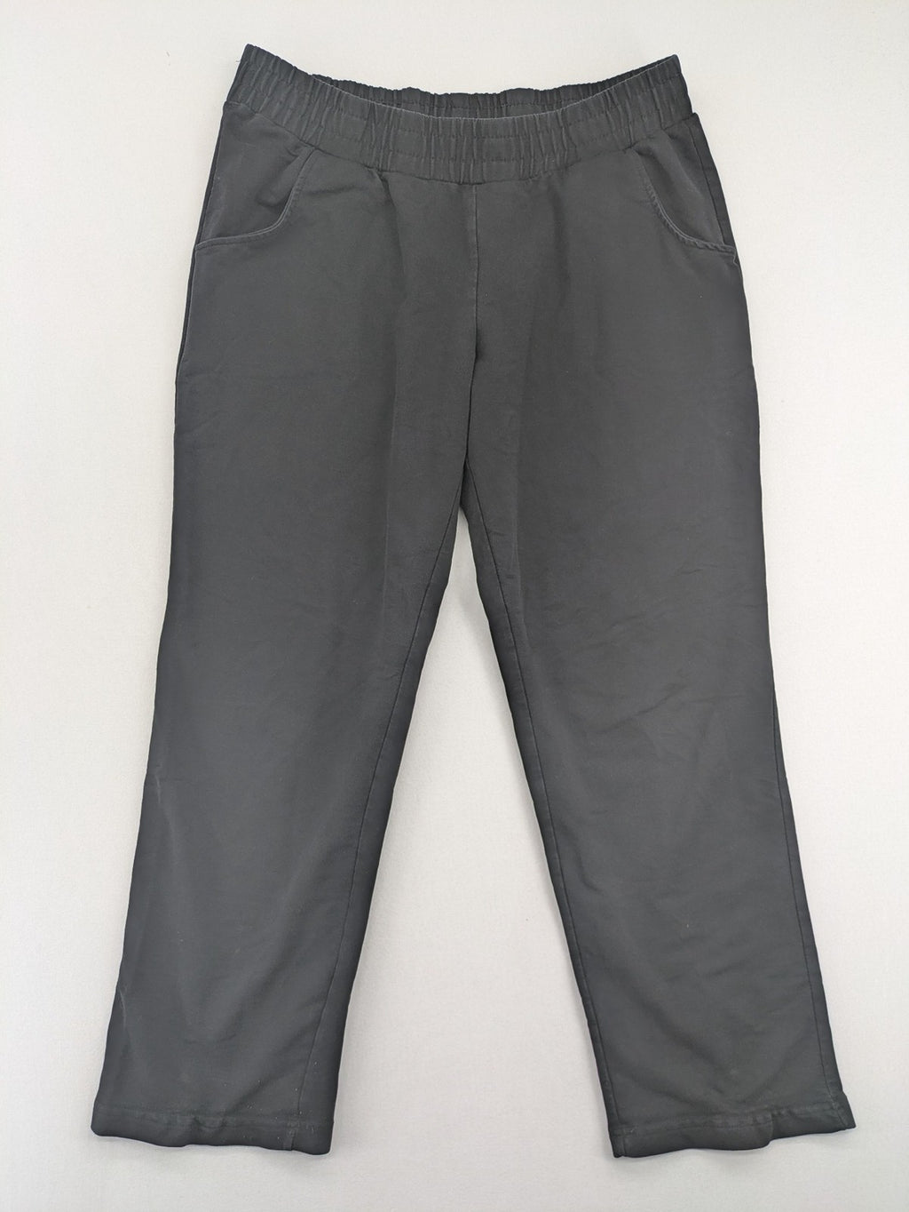 BWEST grey pants with elastic waistband and side pockets for comfort and functionality.