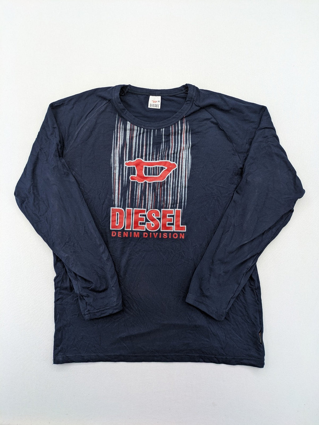 Diesel long sleeve shirt blue with Denim Division logo graphic and classic fit.