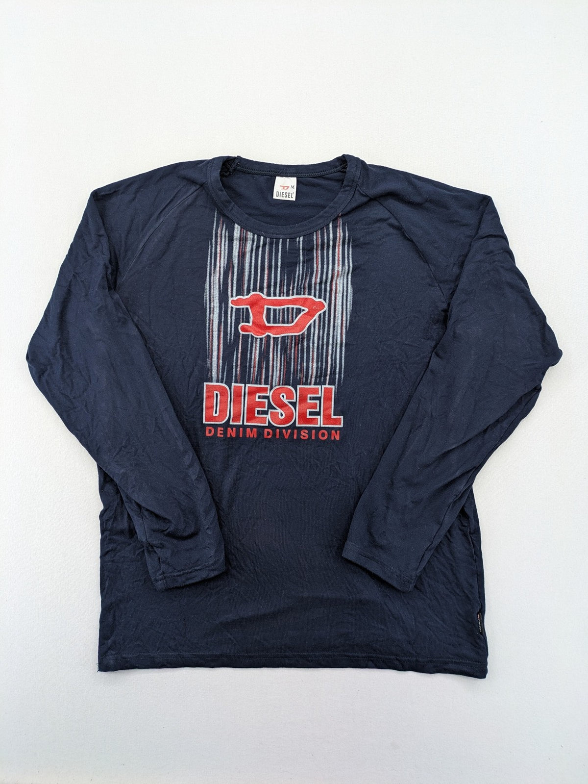 Diesel long sleeve shirt blue with Denim Division logo graphic and classic fit.