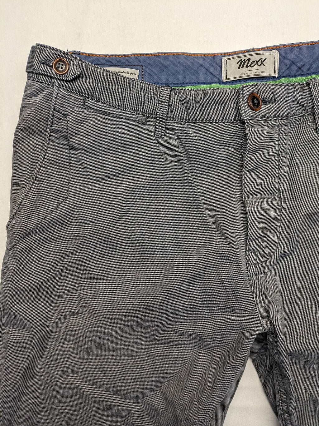 Mexx grey chino pants relaxed slim fit button fly with side pockets.