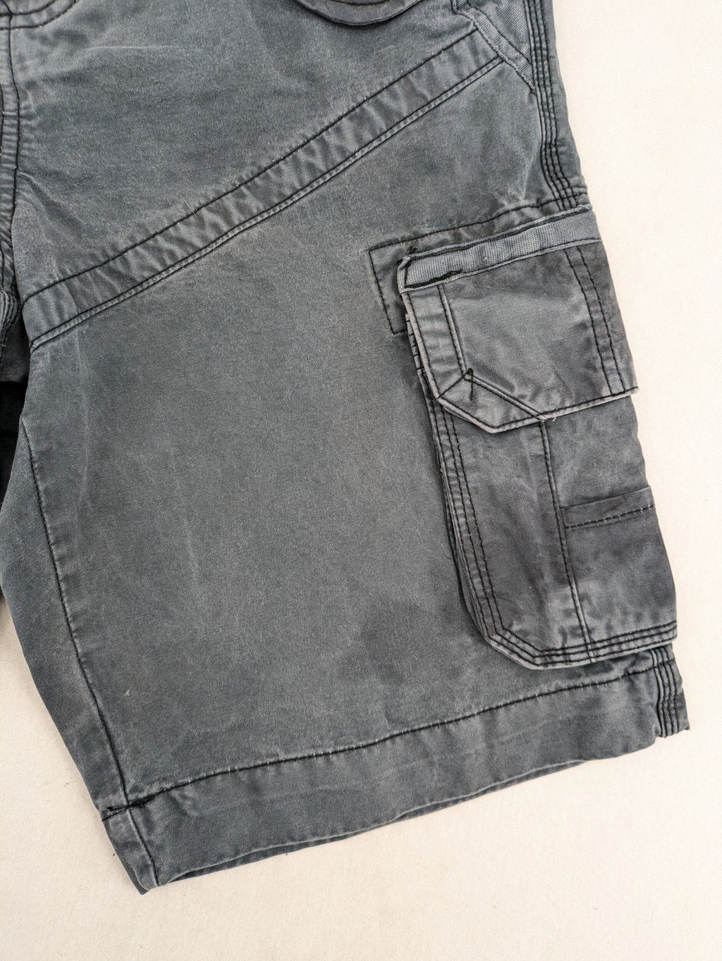 Antargo grey cargo shorts washed finish multi-pocket design durable cotton
