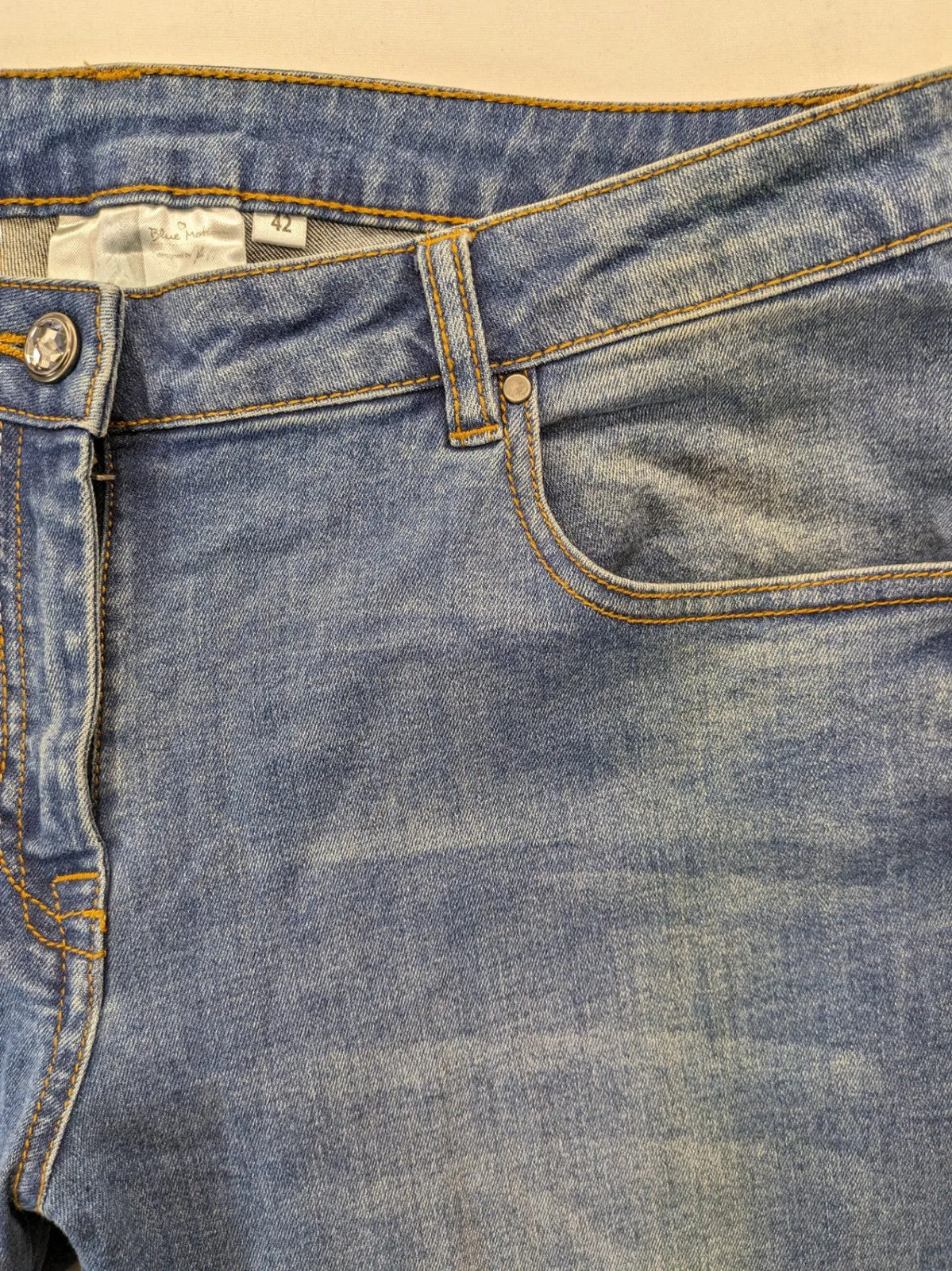 Blue Motion blue straight jeans slim fit with ankle zippers and stretchy material