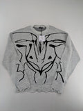 Drizzle turtle neck jumper black grey with abstract graphic print and distressed details.