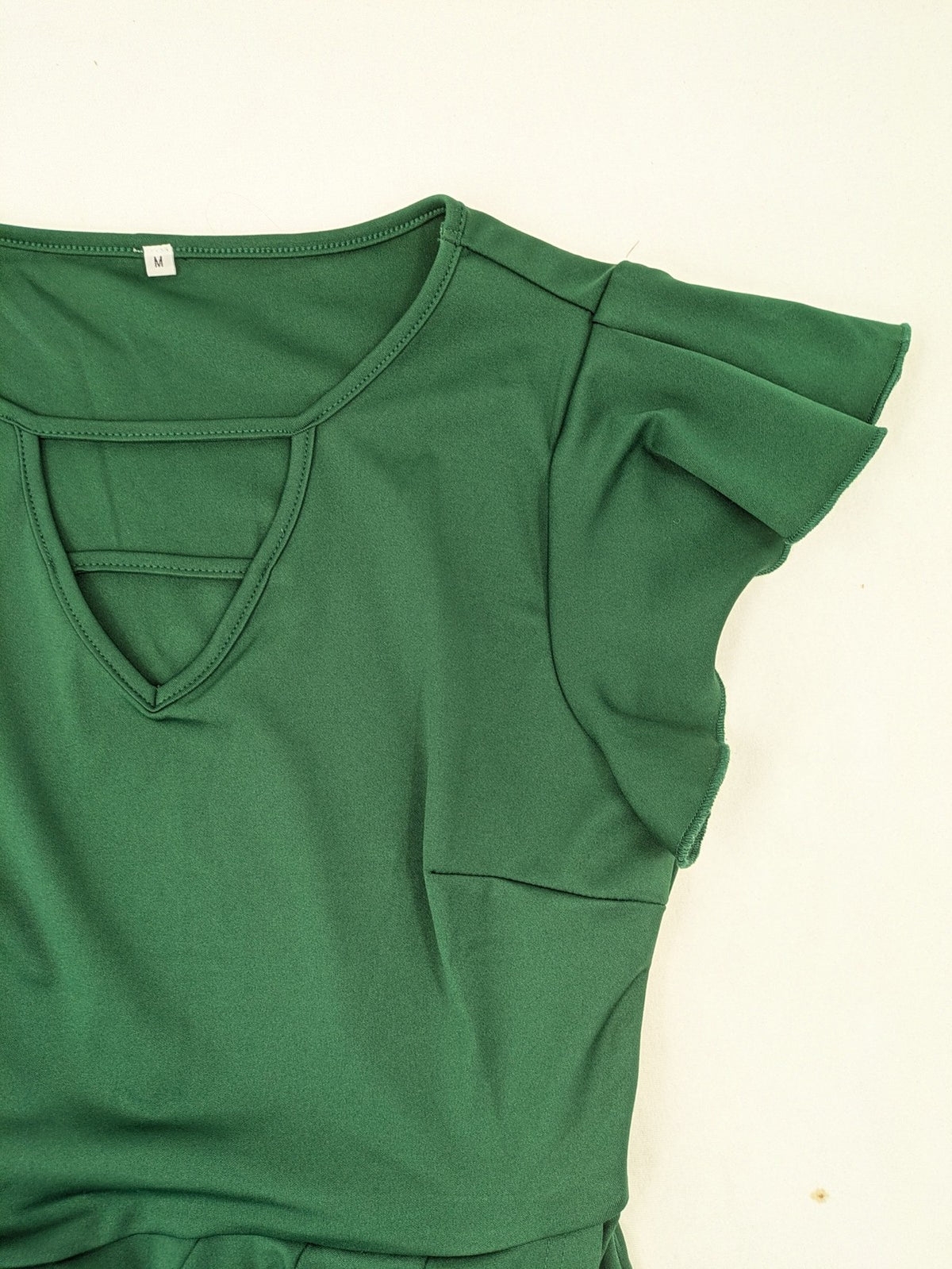 Bridal Party Dress green wrap dress V-neck cut-out detail with flutter sleeves