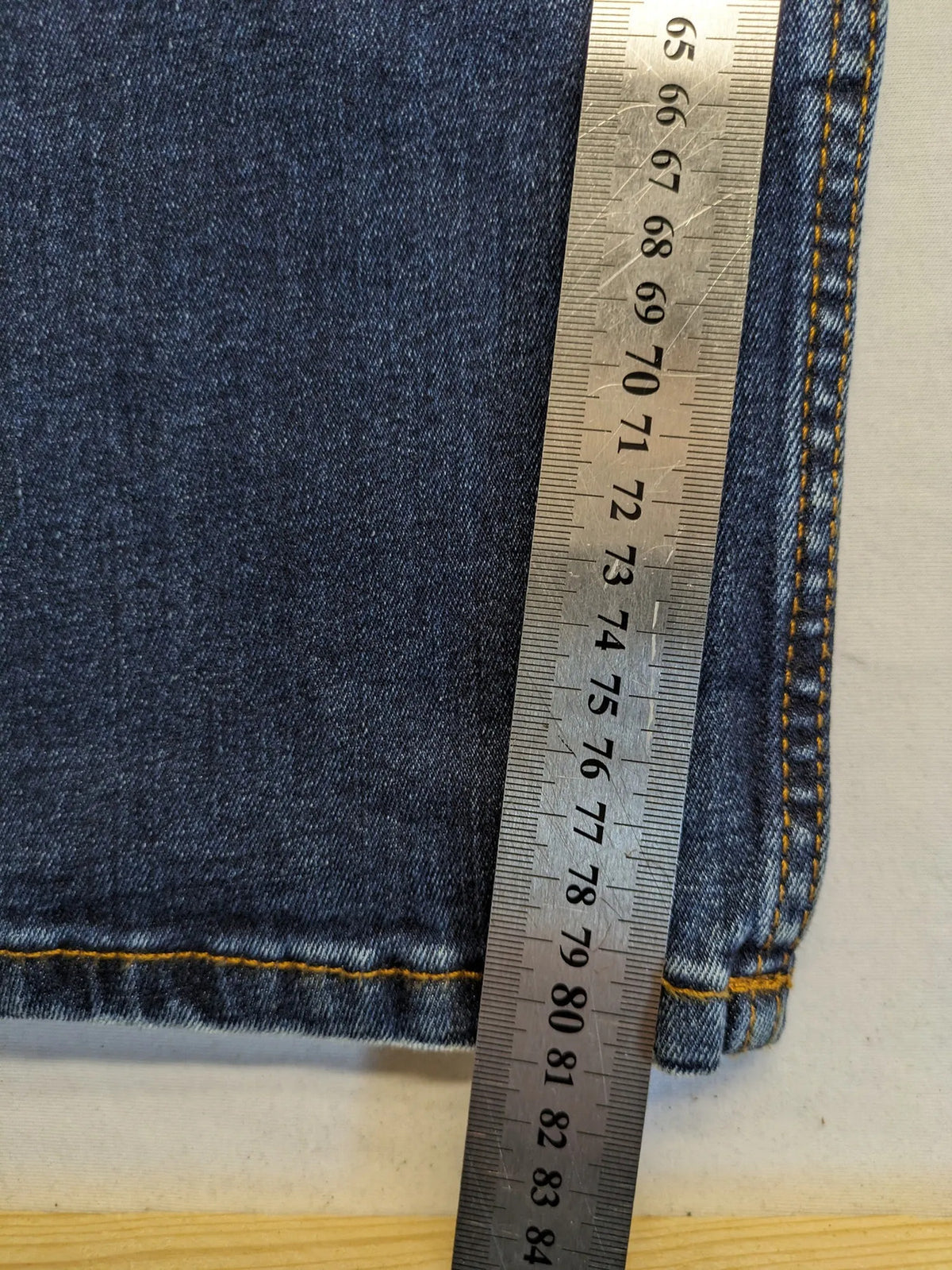 Esprit blue straight leg jeans mid rise 5-pocket design with zipper, dark wash.