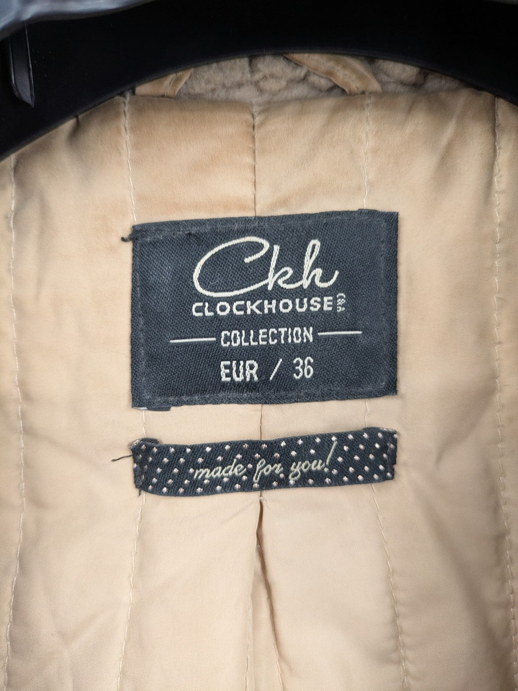Clockhouse beige teddy coat longline design soft faux fur material with notched collar.