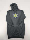 One Piece long hoodie black featuring Trafalgar Law's Jolly-Roger logo and drawstring hood.