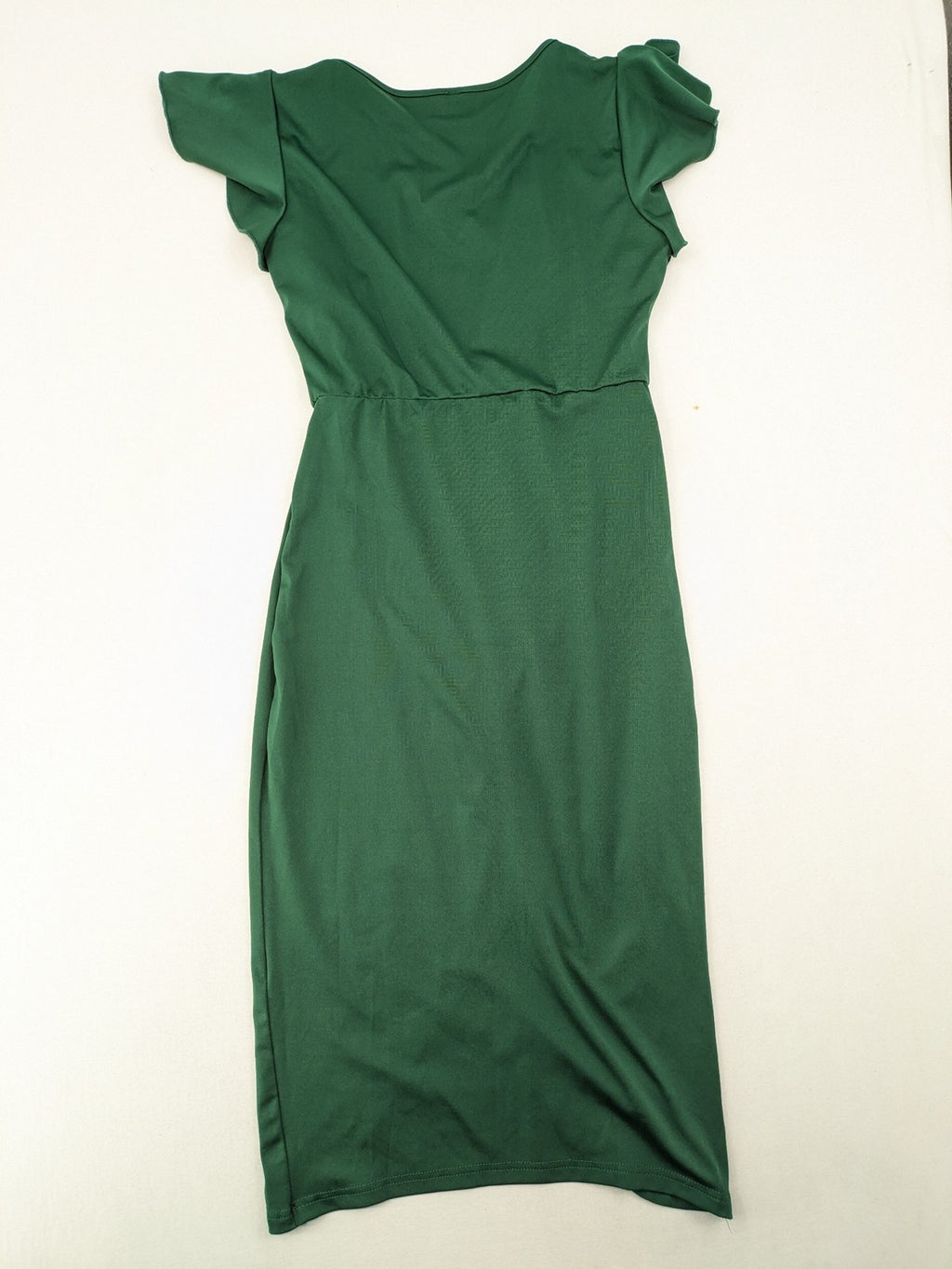 Bridal Party Dress green wrap dress V-neck cut-out detail with flutter sleeves