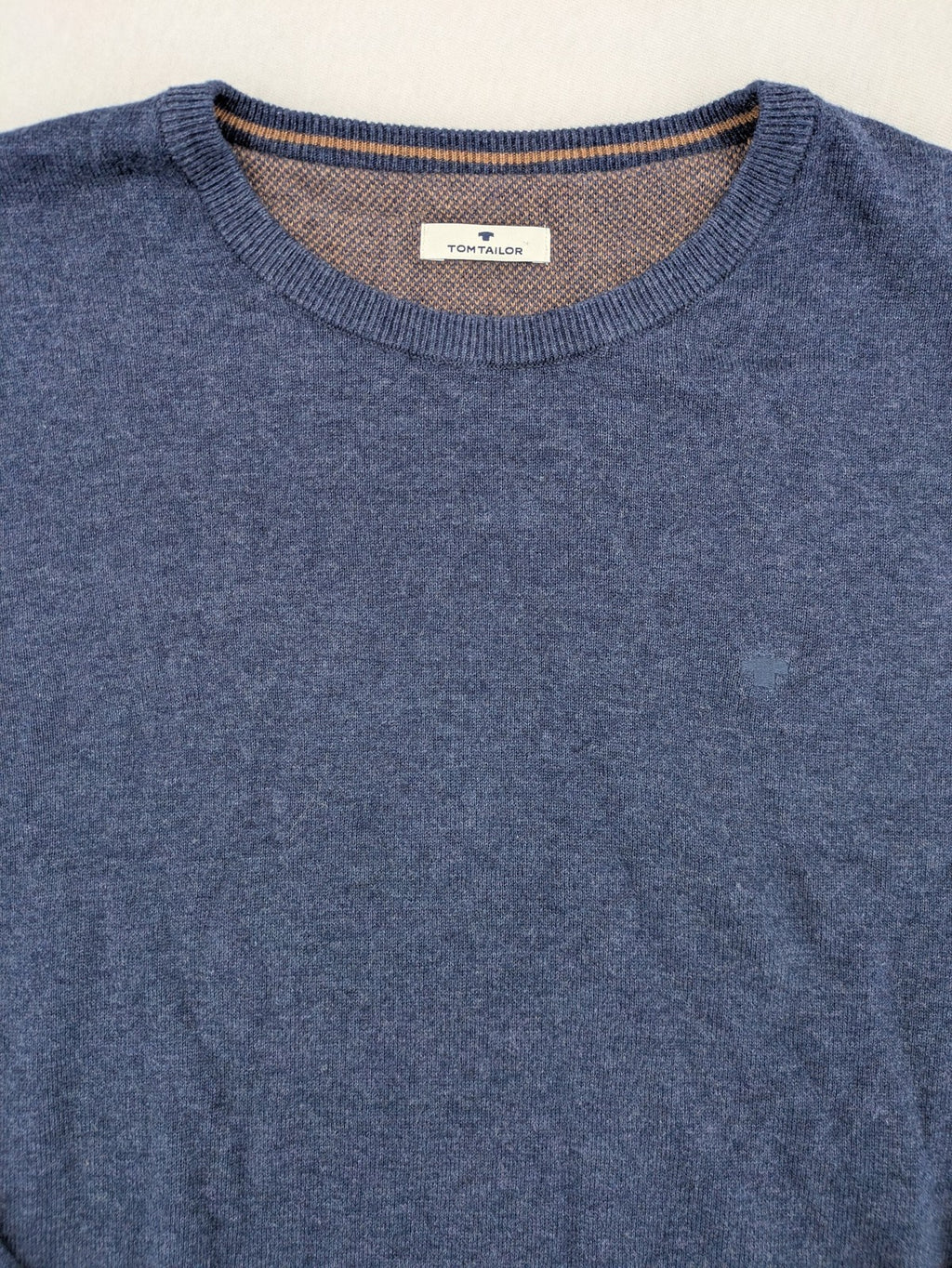 Tom Tailor blue turtle neck jumper with subtle logo embroidery and ribbed cuffs.