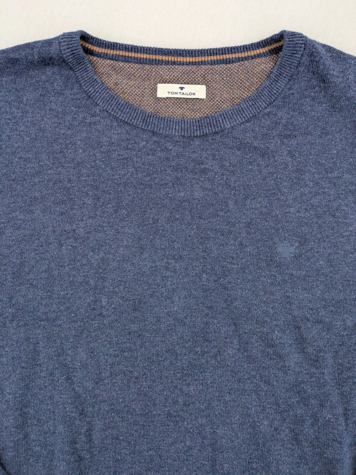 Tom Tailor blue turtle neck jumper with subtle logo embroidery and ribbed cuffs.