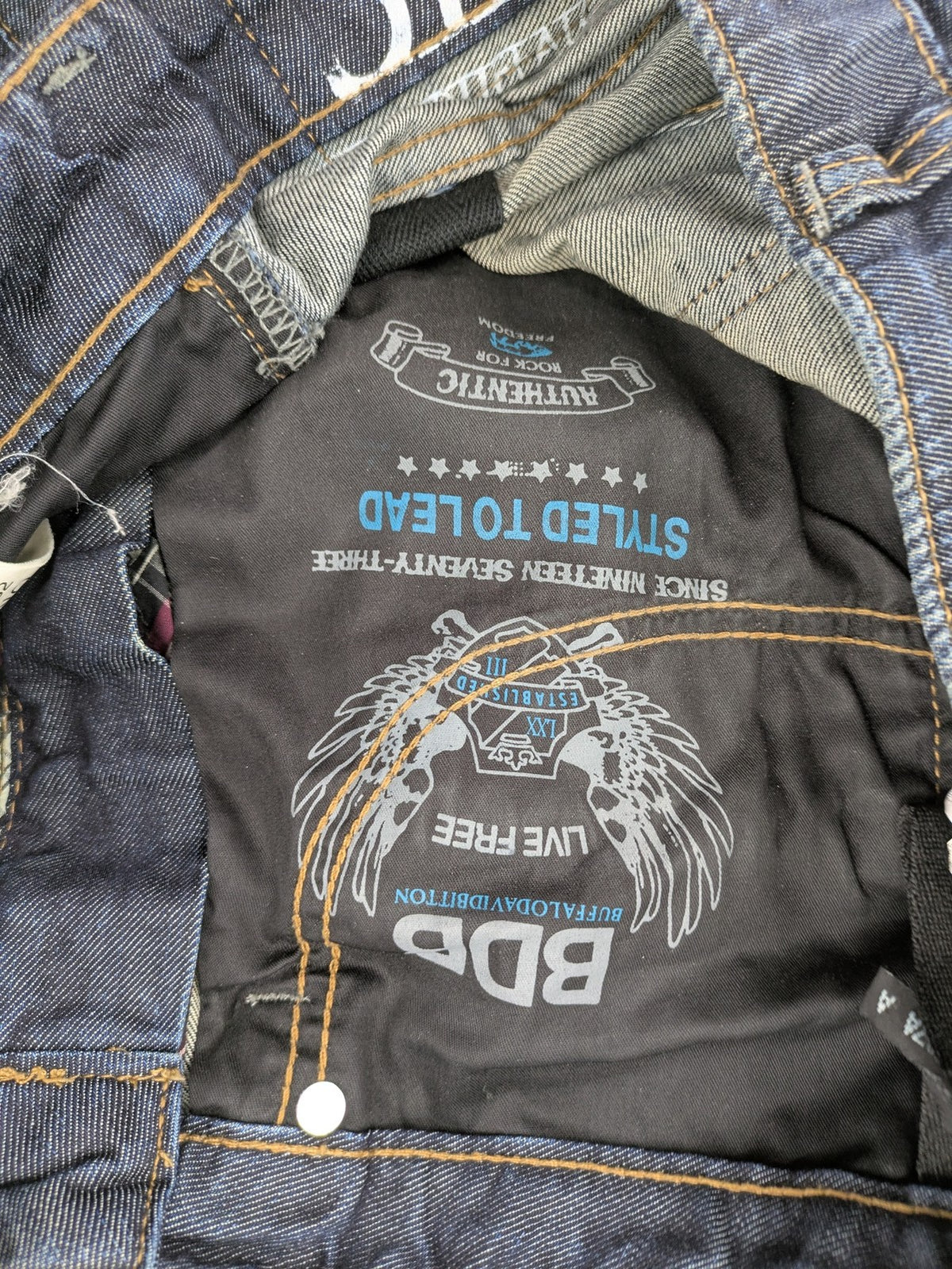 Buffalo David Bitton blue straight jeans dark wash denim five-pocket design