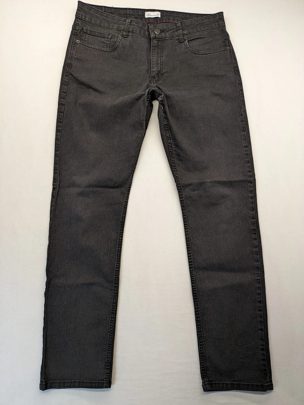 C&A grey straight jeans five-pocket design made from cotton blend with stretch.