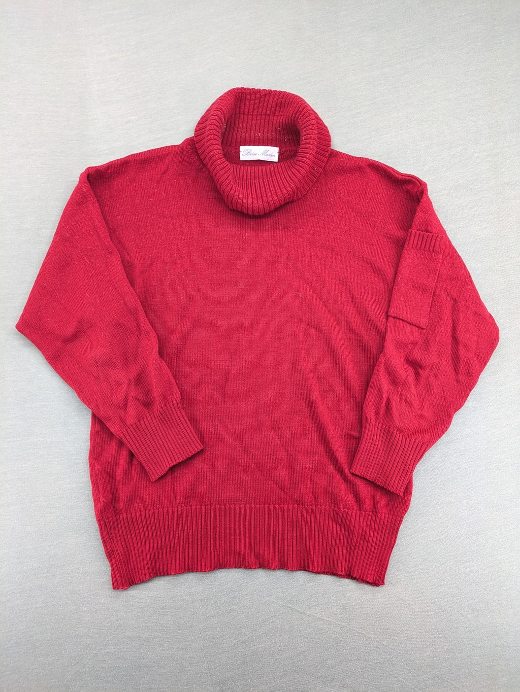 Beise Moden red turtle neck jumper ribbed cuffs warm wool blend