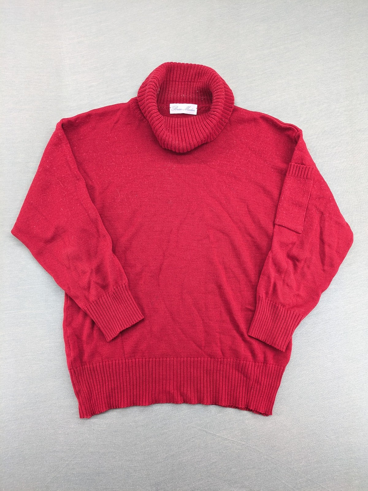 Beise Moden red turtle neck jumper ribbed cuffs warm wool blend