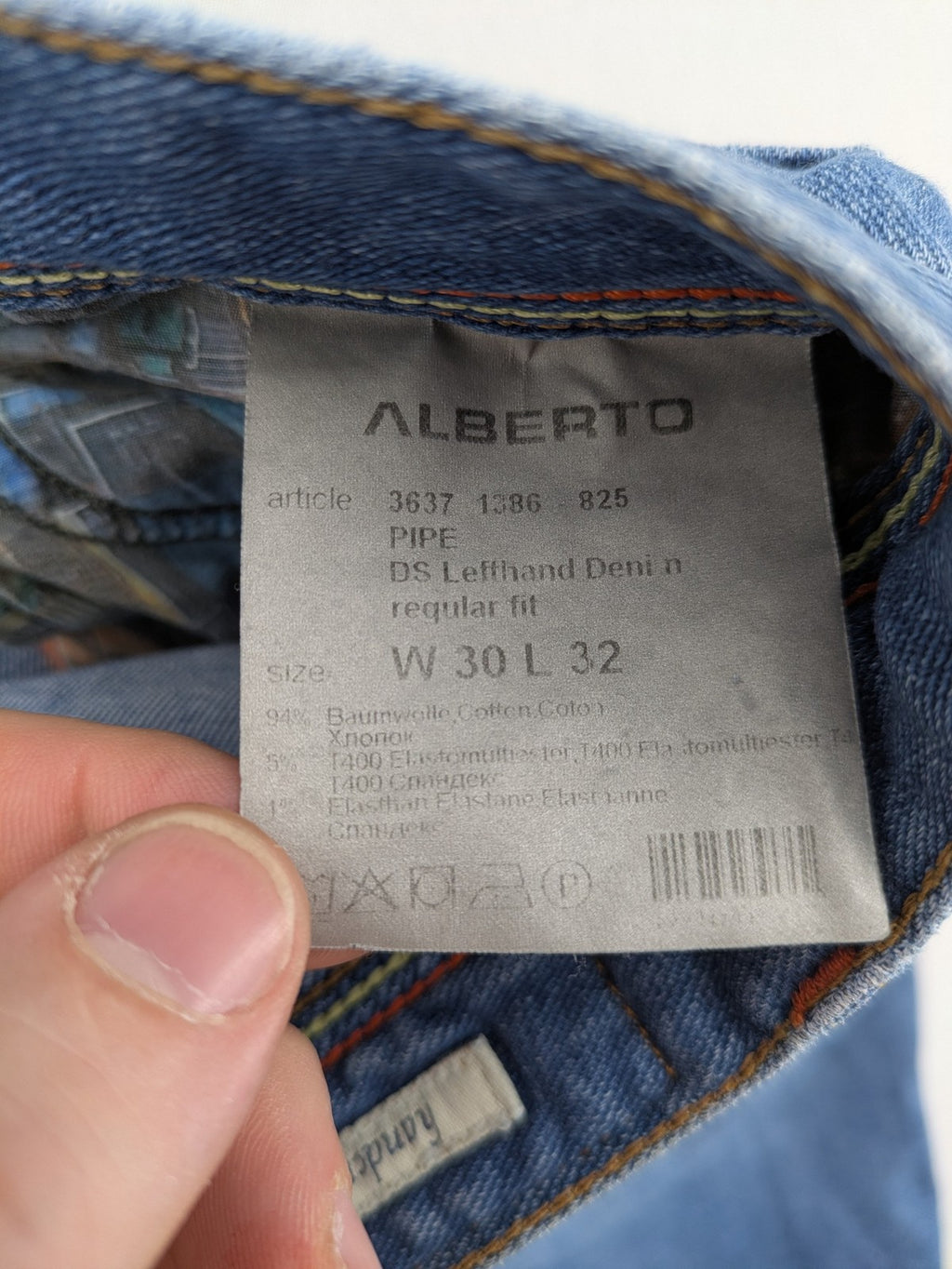 ALBERTO straight jeans blue cotton stretch denim classic 5-pocket style with contrast stitching