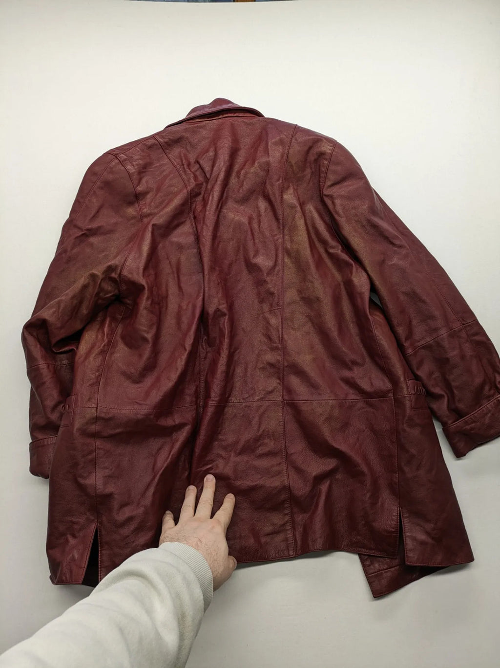 Ultsch burgundy leather jacket vintage soft lamb nappa with braided pocket details